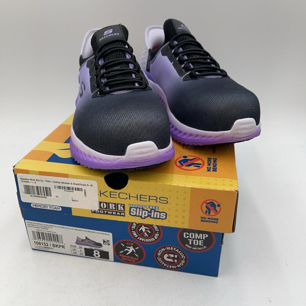 Skechers Work Slip-ins Shoes Womens Tilido Ombray Comp Toe Sneakers Size 8